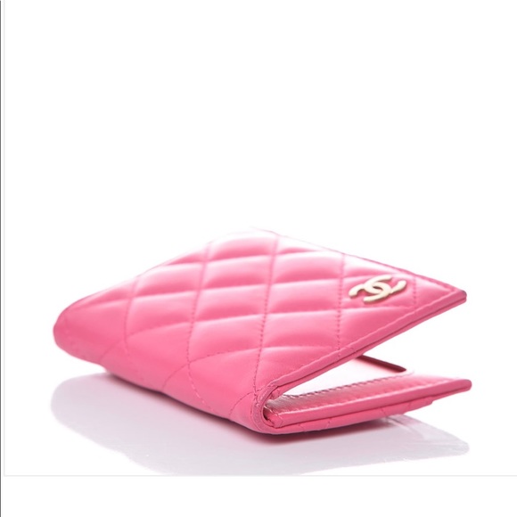 CHANEL Lambskin Quilted Card Holder Wallet Fuchsia - Picture 3 of 10